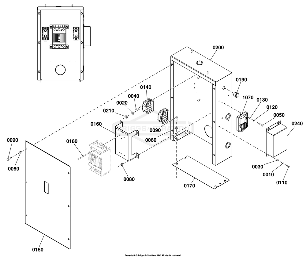 Control Box Group Diagram and Parts List for 076660-01  Briggs and Stratton Generator